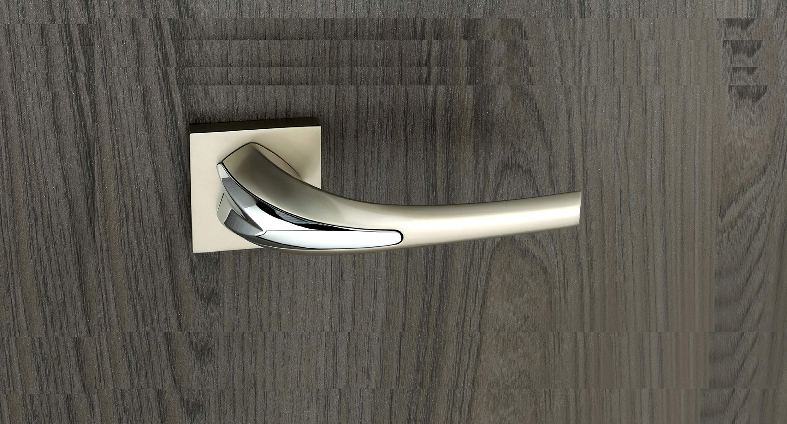 Knex, Rose Mortise Handle with Lock, Satin/CP Finish, Zinc Alloy